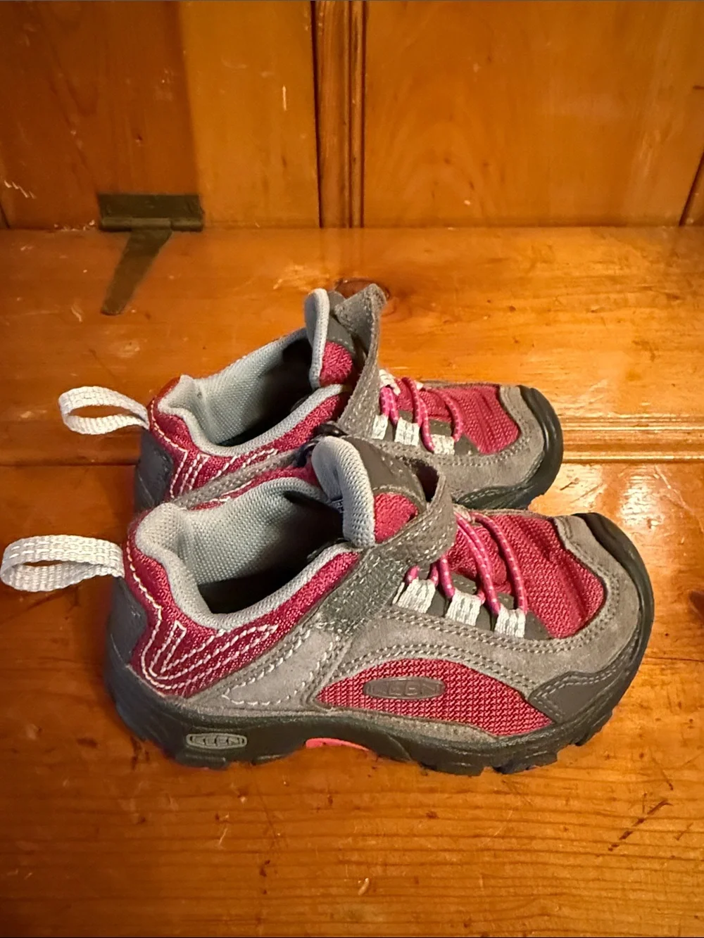 KEEN Kids Gray and Pink Trail Sneakers 9T